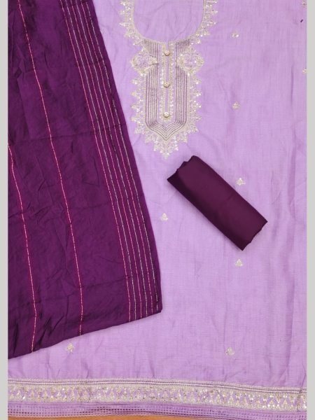 Adorable Heavy rayon Lavender Color Dress Material with A Durable Heavy Cotton Bottom And Dupatta  Color Set Matching Dress Material Wholesale