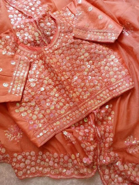Affordable Designer Organza Saree Set with Stitched Blouse Festive Wear by Royal Export in Surat Organza Sarees Wholesale