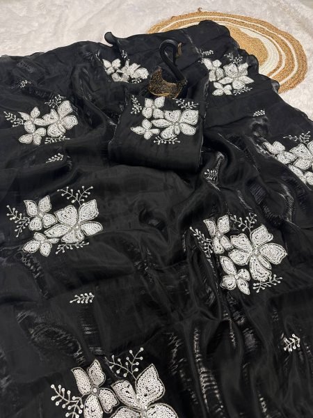 Affordable Jimmy Choo Sequin Saree with Fancy Scallop Border Online Garment Wholesale Collection for Bulk Buyers JIMMY CHOO SAREE