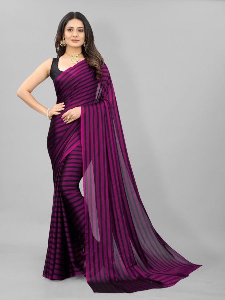 Affordable Party Wear Black Berry Silk Saree with Banglori Blouse Silk Sarees Wholesale