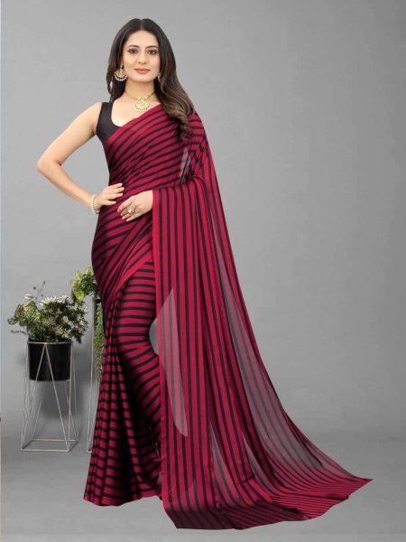 Affordable Party Wear Black Berry Silk Saree with Banglori Blouse Silk Sarees Wholesale