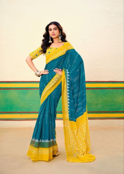 Affordable Soft Cotton Mill Ikkat Print Sarees with Plain Blouse  Cotton Sarees Wholesale