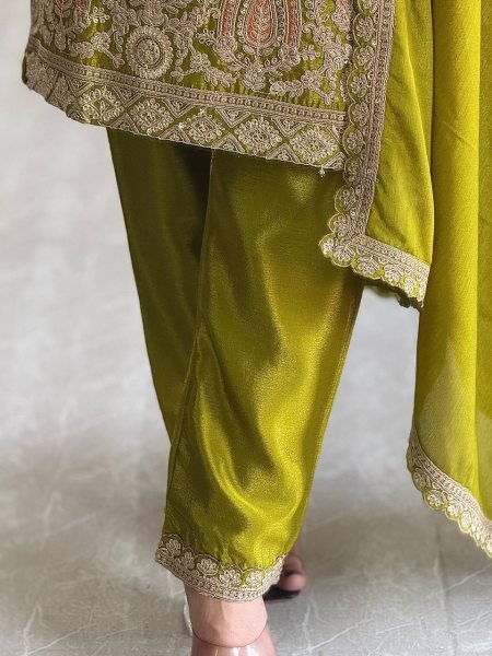 Affordable Trendy Party Wear Chinnnon Silk Suit wholesale Kurti in surat  Ready To Wear Collection