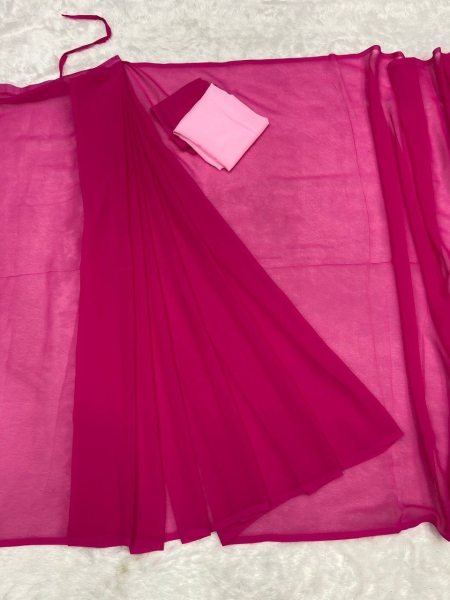 Alia Bhatt Pink Premium Georgette Ready To Wear Saree  Georgette Sarees Wholesale