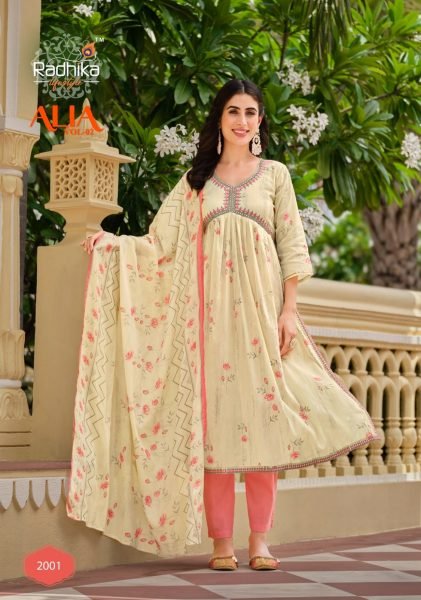 Alia Cut Embrodery Kurti Set 3 Piece Kurti Set