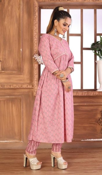 Alia Cut Neck With 3/4 Quarter Sleeve Kurti With Bottom  Kurti With Bottom Wholesale