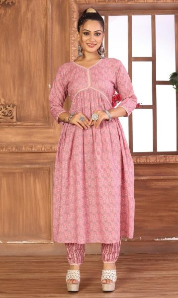 Alia Cut Neck With 3/4 Quarter Sleeve Kurti With Bottom  Kurti With Bottom Wholesale