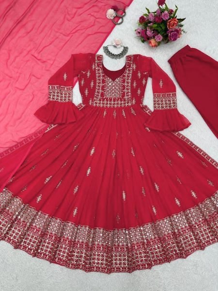 Alia Cut Wedding Wear Foux Georgette Plazzo Set  Ready To Wear Collection