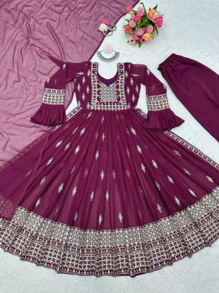 Alia Cut Wedding Wear Foux Georgette Plazzo Set  Ready To Wear Collection