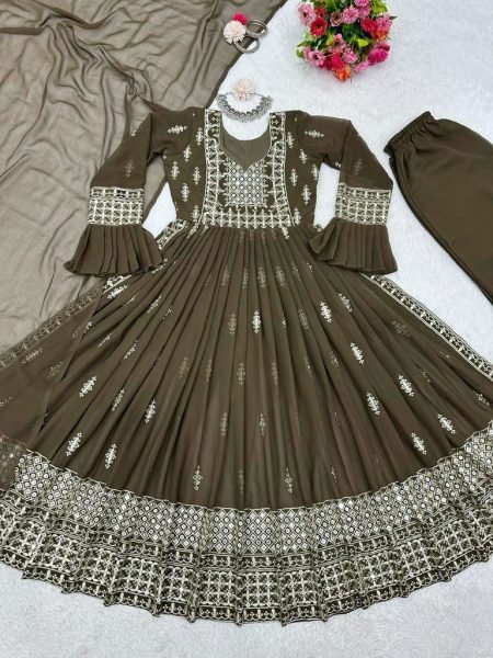 Alia Cut Wedding Wear Foux Georgette Plazzo Set  Ready To Wear Collection