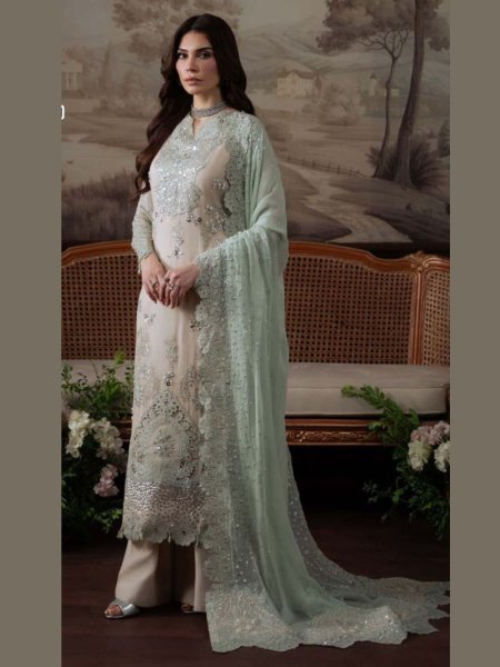 Alif Fashion A 204 Georgette Embroidery Khatli Work Suit Set with Dupatta for Exporters at Wholesale Rate Salwar Kameez