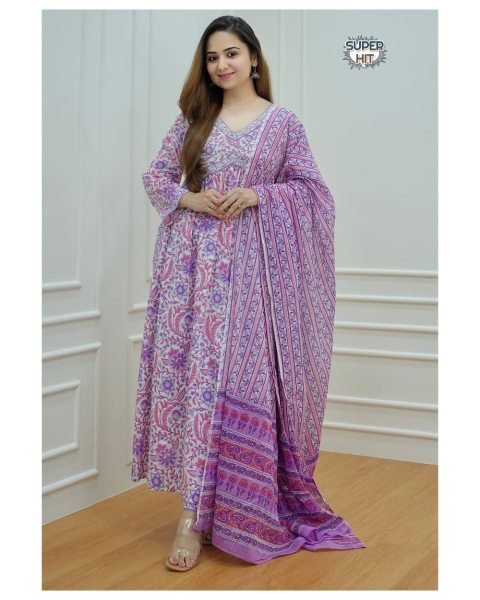 Aliya Cut Cotton Embroidery Work Suits Set  3 Piece Kurti Set