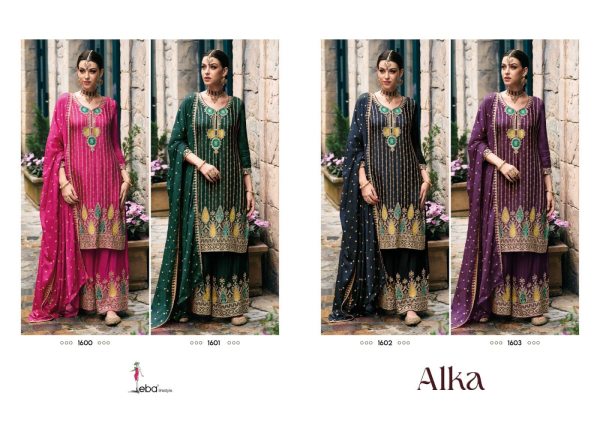 ALKA Heavy Chinon with emboidery work Plazzo Suit  Churidar Salwar Suits Wholesale