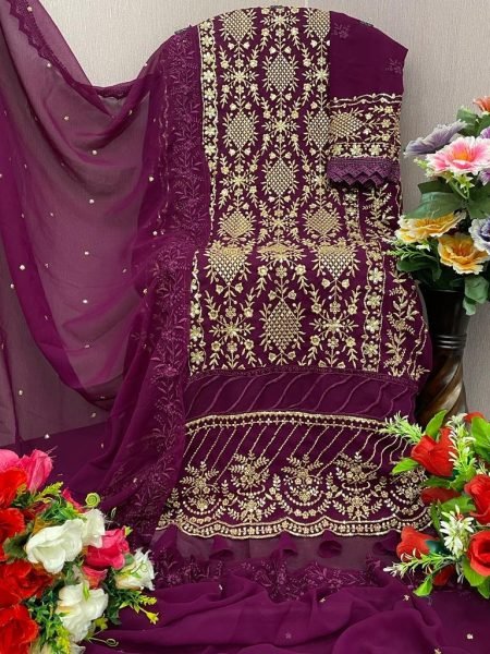 Alkaram 16786 Heavy Georgette With Heavy Embroidery Pakistani Suit Pakistani Suits Wholesale