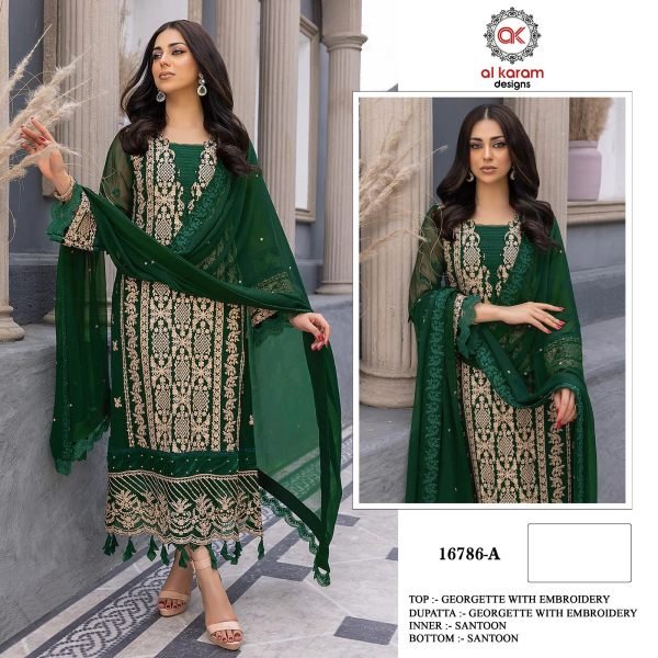 Alkaram 16786 Heavy Georgette With Heavy Embroidery Pakistani Suit Pakistani Suits Wholesale