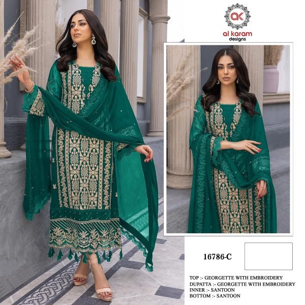 Alkaram 16786 Heavy Georgette With Heavy Embroidery Pakistani Suit Pakistani Suits Wholesale
