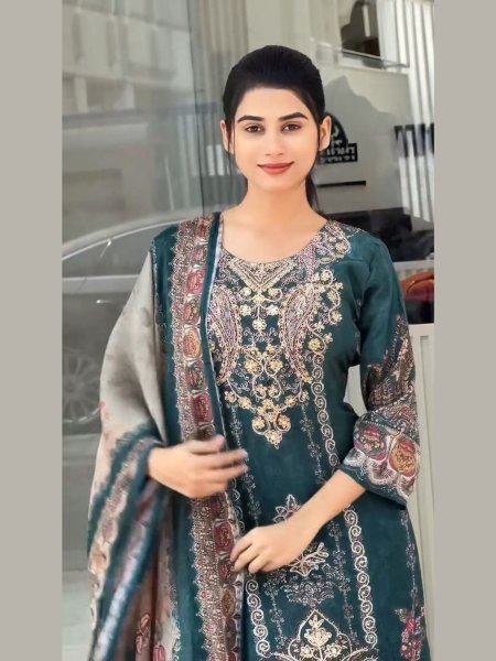 Alluring Ivory Pakistani Suit with Digital Print and Aari Work for Exporters Plus Size Kurti / Gown