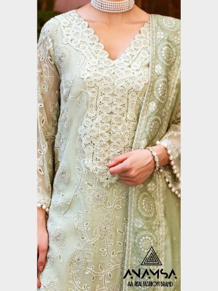 Anamsa Semi Stitched Cotton Heavy Embroidered Suits  Cotton Salwar Kameez Wholesale