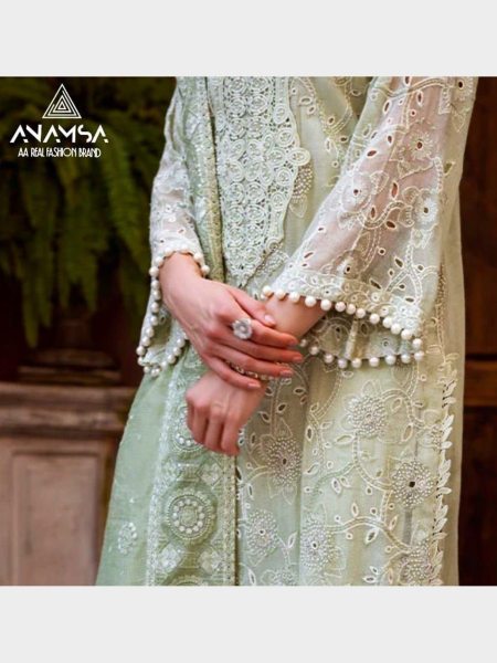 Anamsa Semi Stitched Cotton Heavy Embroidered Suits  Cotton Salwar Kameez Wholesale