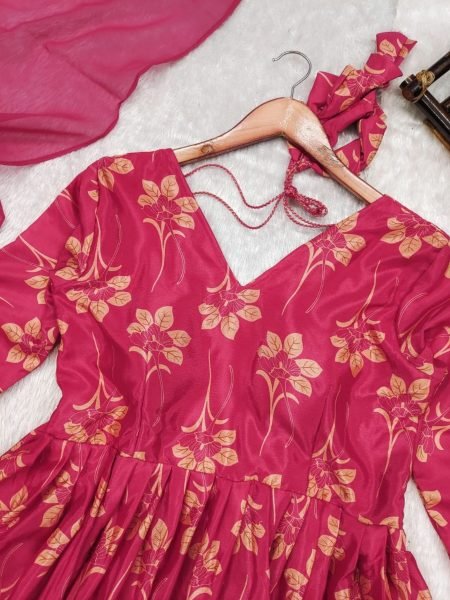Top Trending Anarkali chinnon silk kurta pant with dupatta sets Anarkali Kurtis 