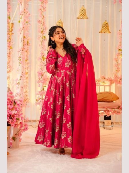 Top Trending Anarkali chinnon silk kurta pant with dupatta sets Anarkali Kurtis 