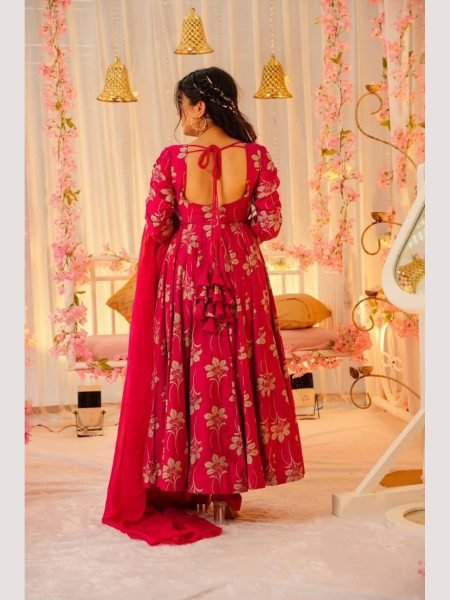 Top Trending Anarkali chinnon silk kurta pant with dupatta sets Anarkali Kurtis 