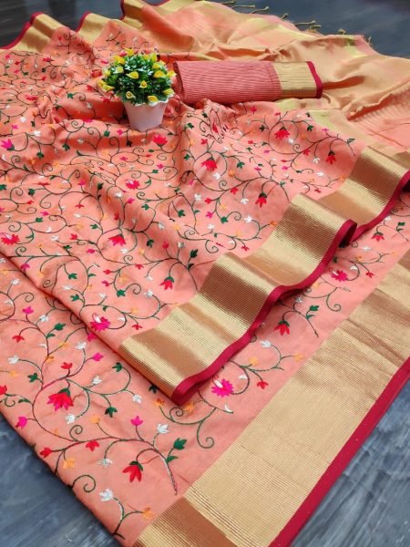 Asam Silk Saree With Beautiful Embroidered Jal Work  Silk Sarees Wholesale