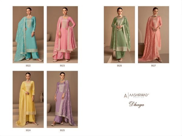  ASHIRWAD DHAGA Heavy Premium Silk With Embroidery Sequence Work  Designer Plazzo Salwar Suits Wholesale
