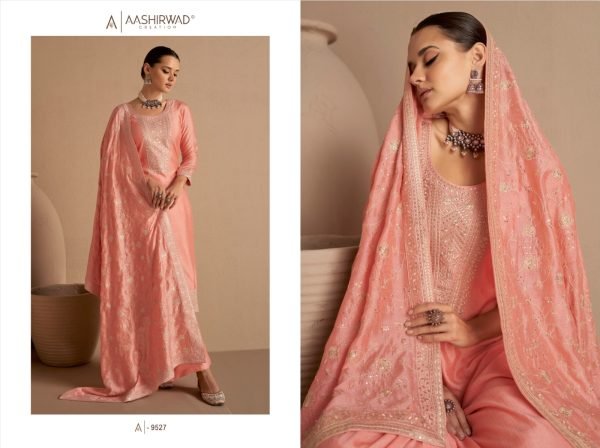  ASHIRWAD DHAGA Heavy Premium Silk With Embroidery Sequence Work  Designer Plazzo Salwar Suits Wholesale