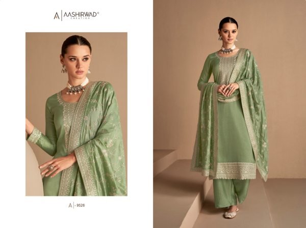  ASHIRWAD DHAGA Heavy Premium Silk With Embroidery Sequence Work  Designer Plazzo Salwar Suits Wholesale