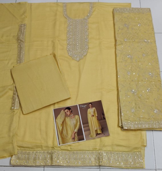  ASHIRWAD DHAGA Heavy Premium Silk With Embroidery Sequence Work  Designer Plazzo Salwar Suits Wholesale