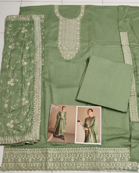  ASHIRWAD DHAGA Heavy Premium Silk With Embroidery Sequence Work  Designer Plazzo Salwar Suits Wholesale