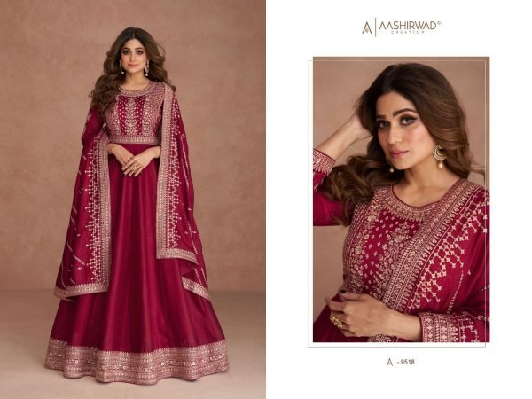 ASHIRWAD NAVYA  Premium Silk With Sequence Embroidery Work Anarakali Collection Anarakali Gown Wholesale