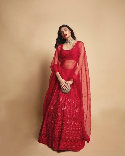 Athiya Shetty Red Lehenga Bollywood Lehenga Choli