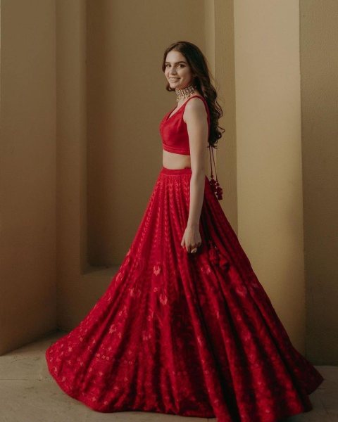 Athiya Shetty Red Lehenga Bollywood Lehenga Choli