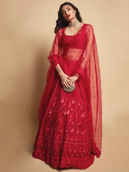 Athiya Shetty Red Lehenga Bollywood Lehenga Choli