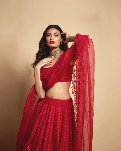 Athiya Shetty Red Lehenga Bollywood Lehenga Choli