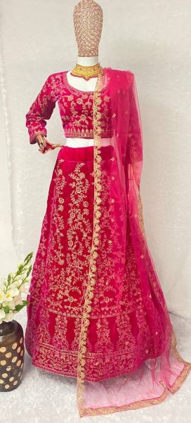 Attractive  Embroidered Velvet Lehenga Choli  Bridal Lehenga Choli