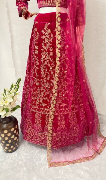 Attractive  Embroidered Velvet Lehenga Choli  Bridal Lehenga Choli