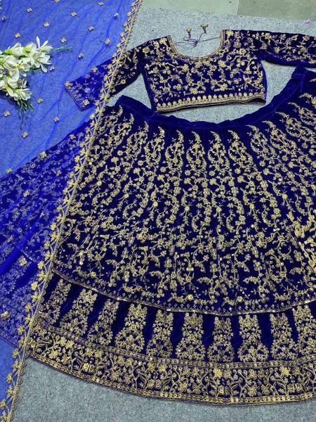 Attractive  Embroidered Velvet Lehenga Choli  Bridal Lehenga Choli