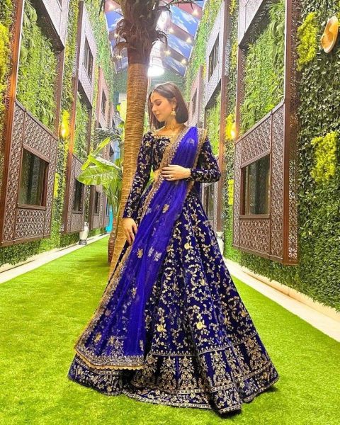 Attractive  Embroidered Velvet Lehenga Choli  Bridal Lehenga Choli