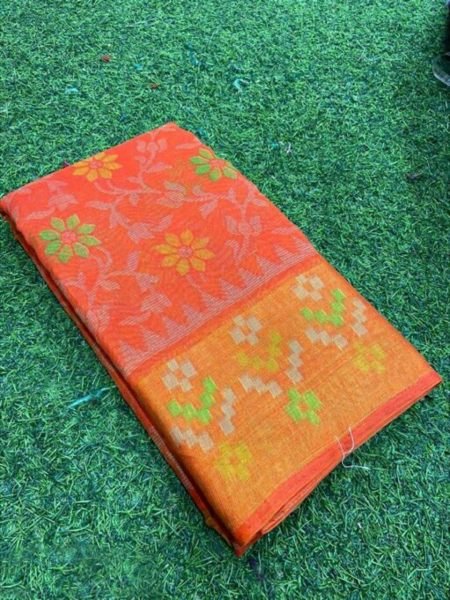 Attractive HD Brasso Style Floral Print Cotton Saree Cotton Sarees Wholesale