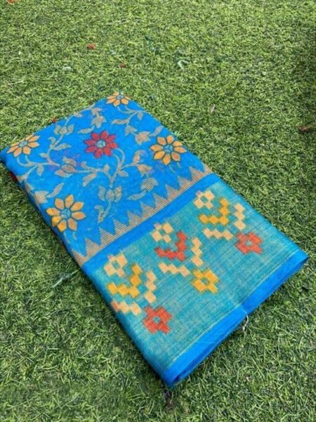 Attractive HD Brasso Style Floral Print Cotton Saree Cotton Sarees Wholesale