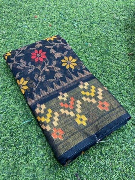 Attractive HD Brasso Style Floral Print Cotton Saree Cotton Sarees Wholesale