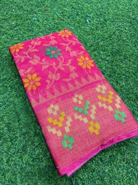 Attractive HD Brasso Style Floral Print Cotton Saree Cotton Sarees Wholesale
