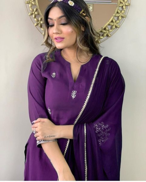 Attractive Rayon Embroidery Kurti Pant Set  3 Piece Kurti Set