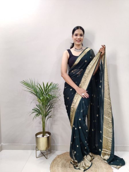 Attractive Weaving Soft Georgette Ready To Wear Saree  Ready To Wear Saree 