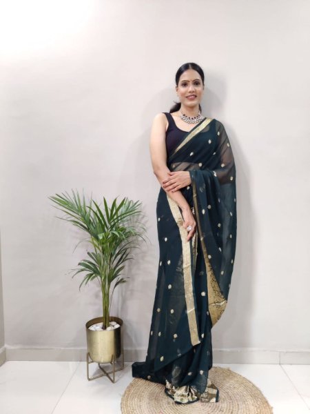 Attractive Weaving Soft Georgette Ready To Wear Saree  Ready To Wear Saree 