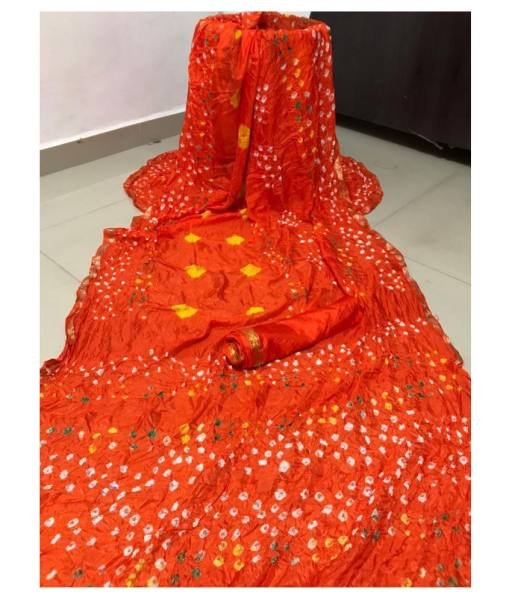 Authentic Hand Bandhej Bandhani Silk Saree with Running Blouse at Wholesale Price Silk Sarees Wholesale