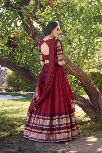 Authentic South Style Half Saree Pure Chanderi Lehenga Choli with Zari Detailing Wholesale Price Deal Half Saree Lehenga